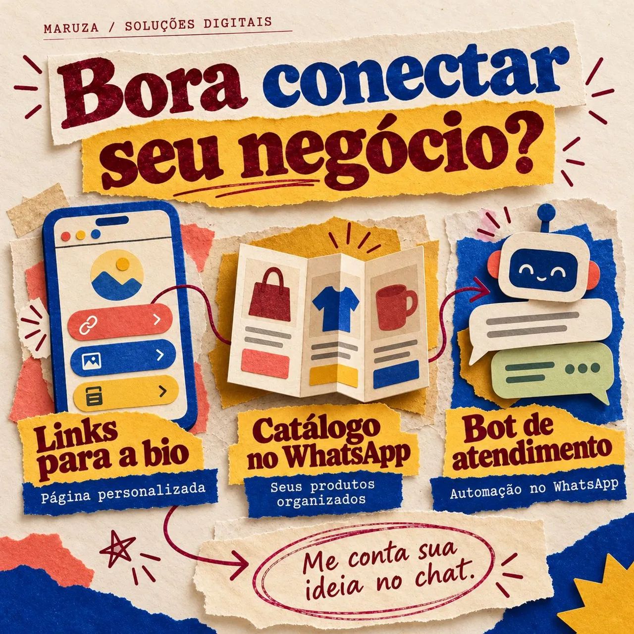 Links para bio, catálogo digital e bot para WhatsApp