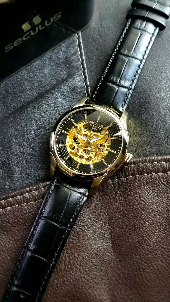 Relógio Seculus Automatic 40mm dourado  - Foto 4