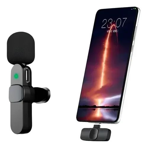 Microfone Lapela Sem Fio Plug And Play Tipo-c Alcance 20mt