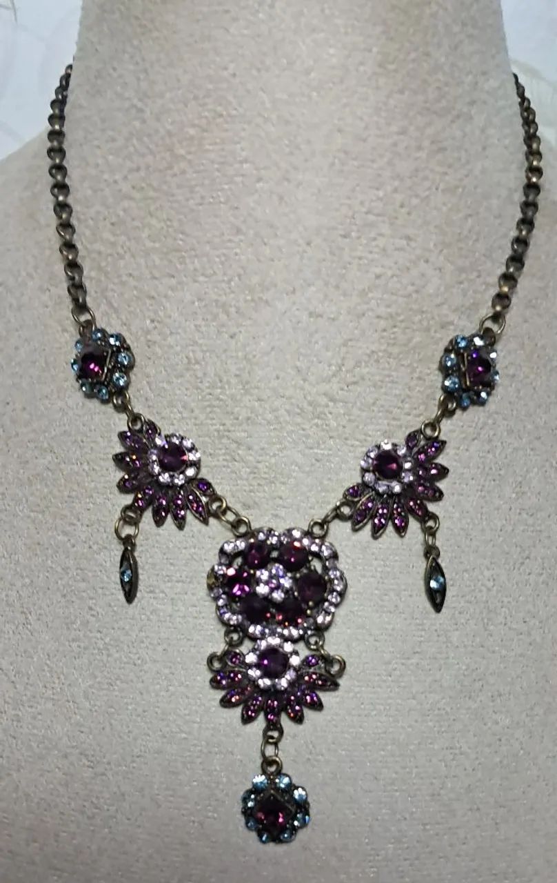 Conjunto colar e pulseira roxo vintage  - Foto 3