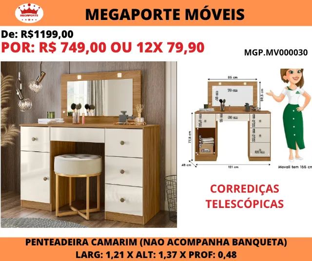 Penteadeira Camarim Sonhos 1,21 com Led