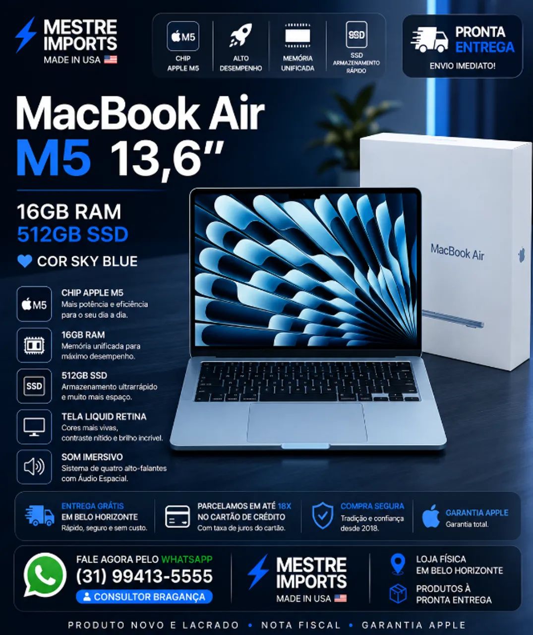 MacBook Air M5 13 polegadas 16GB 512GB SSD 