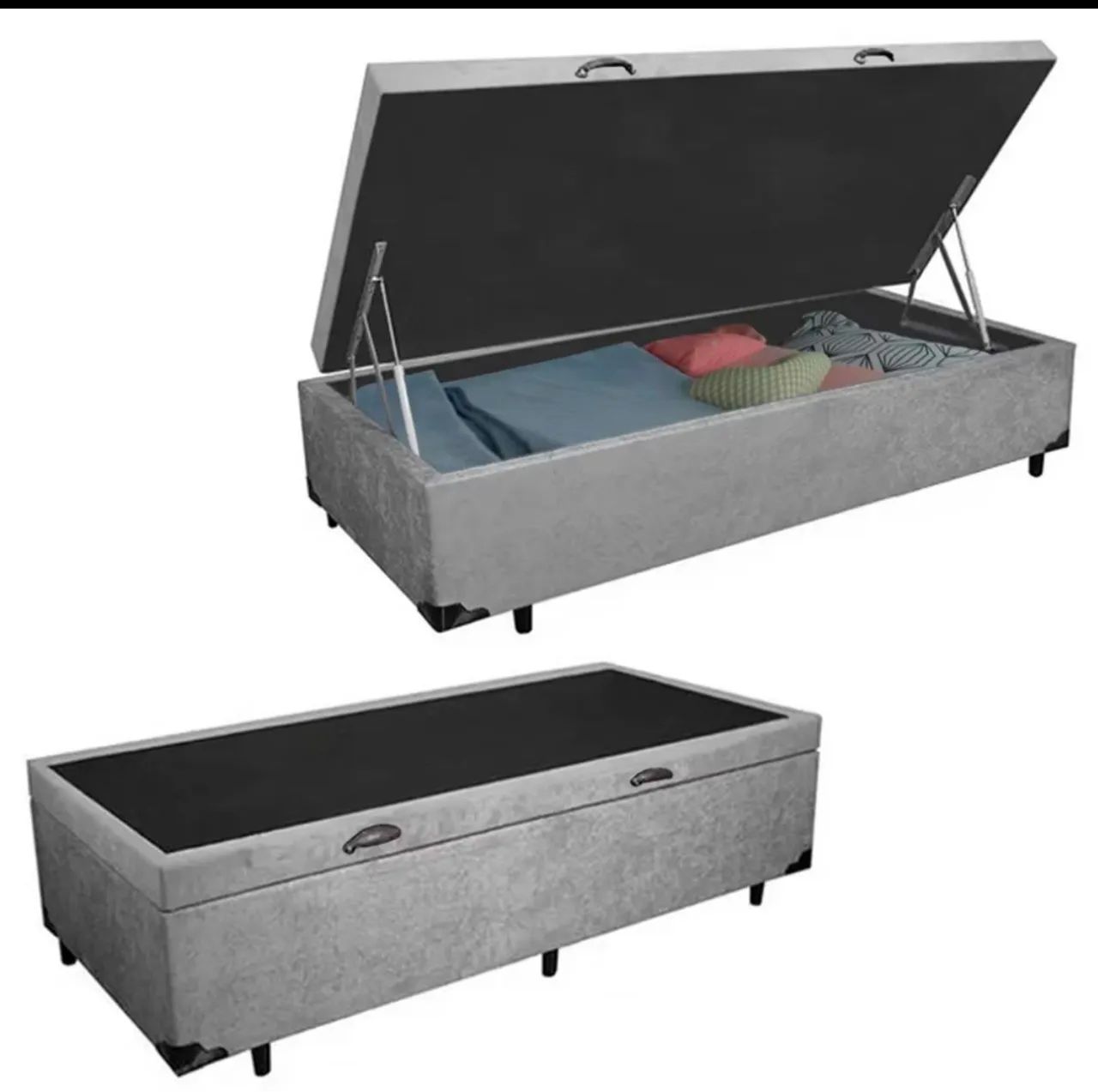 Cama box baú solteiro Suede Cinza  - Foto 2