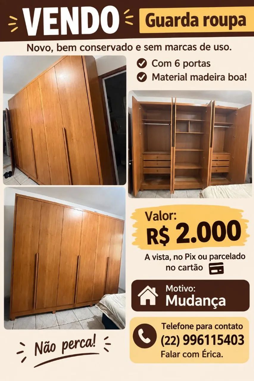 GUARDA ROUPA SEMI NOVO