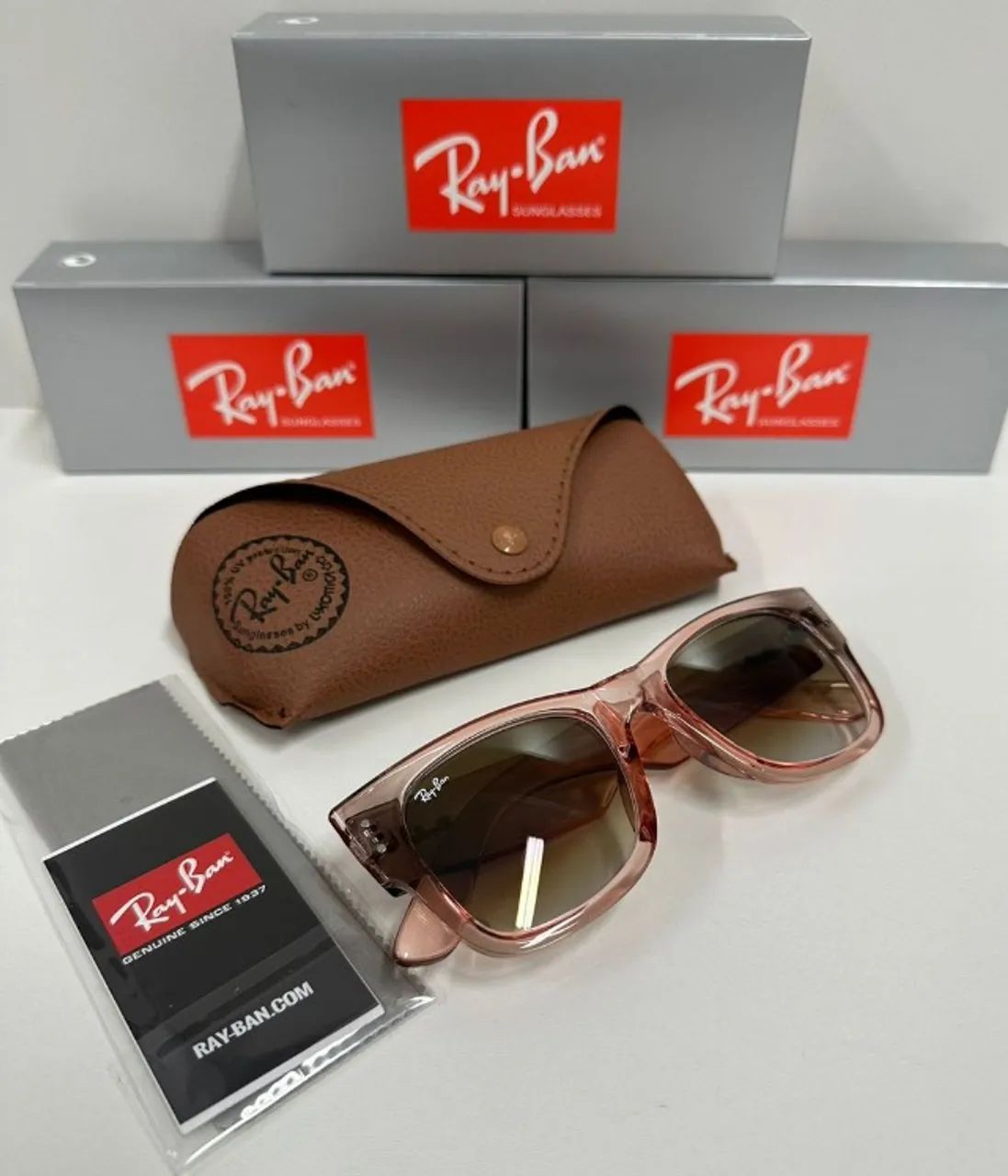 Óculos de sol ray-ban mega wayfarer rose lentes de cristal - Foto 4