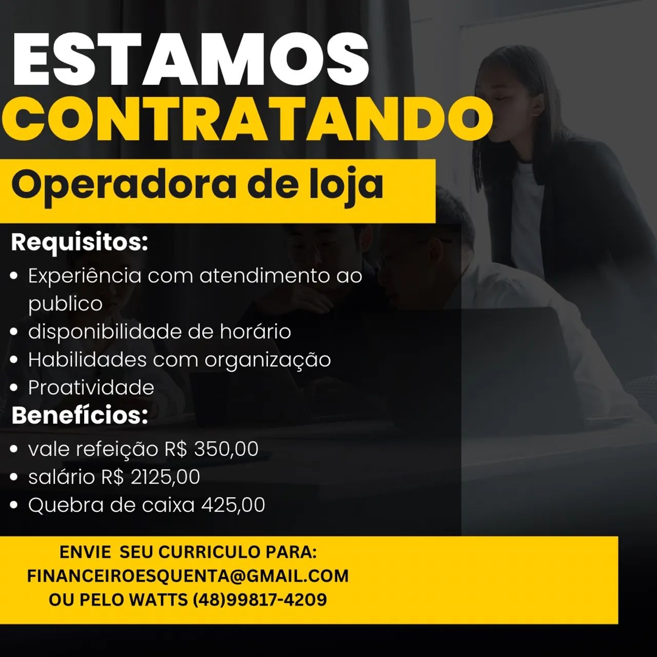 Vaga de emprego Aux de loja 