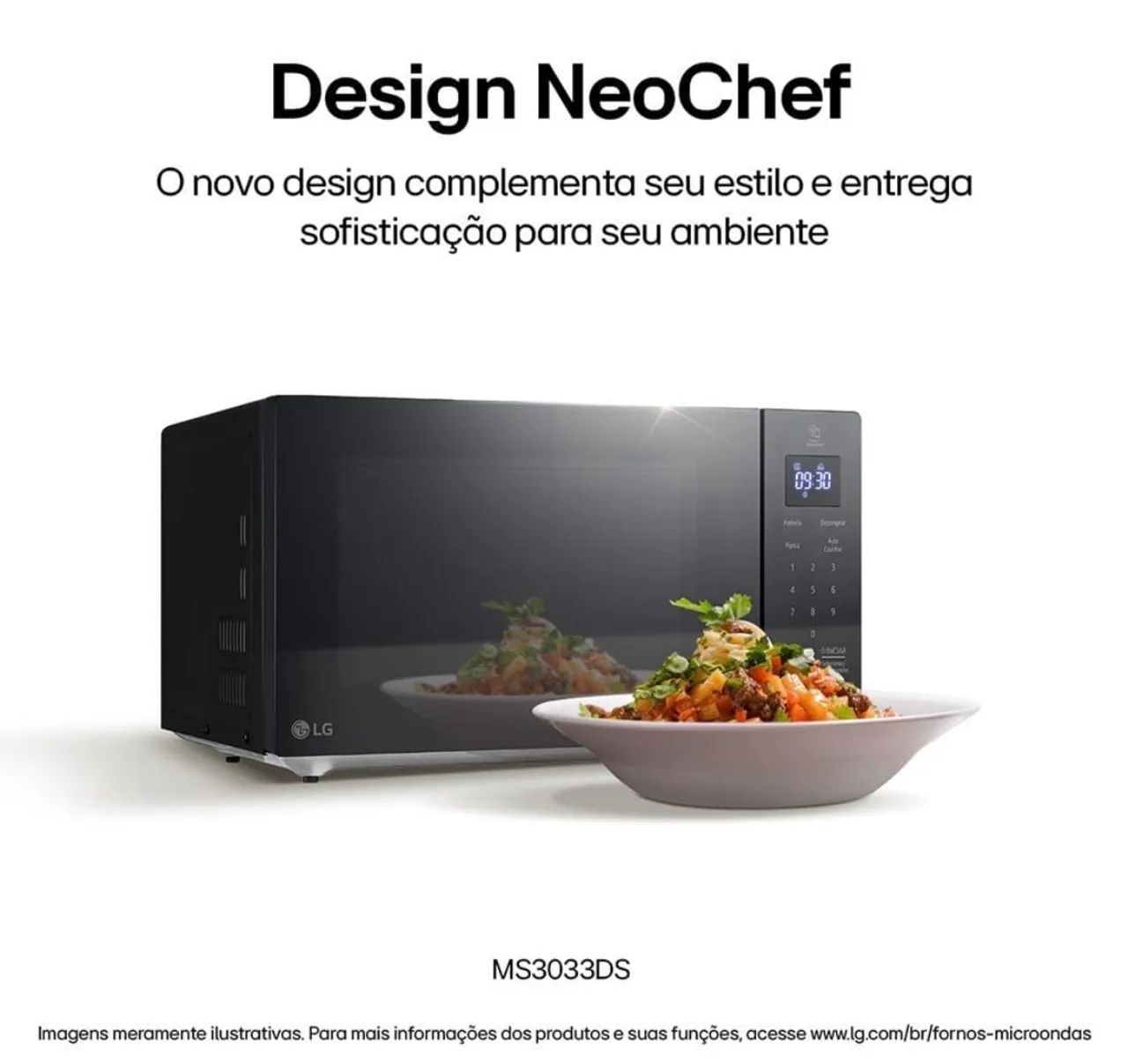 Micro-ondas LG 30L Preto Solo NeoChef MS3033DSA.FBKGLGZ 