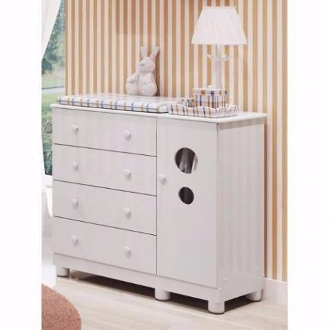 Frete Grátis* Cômoda Infantil 4 Gavetas 1 Porta - Bolinha *NOVO - Foto 2