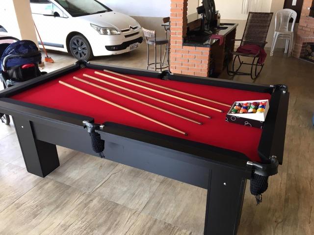 Mesa de Sinuca e Bilhar Cor Preta Tecido Vermelho e Borda Preta Mod. JKRL0332 - Foto 3