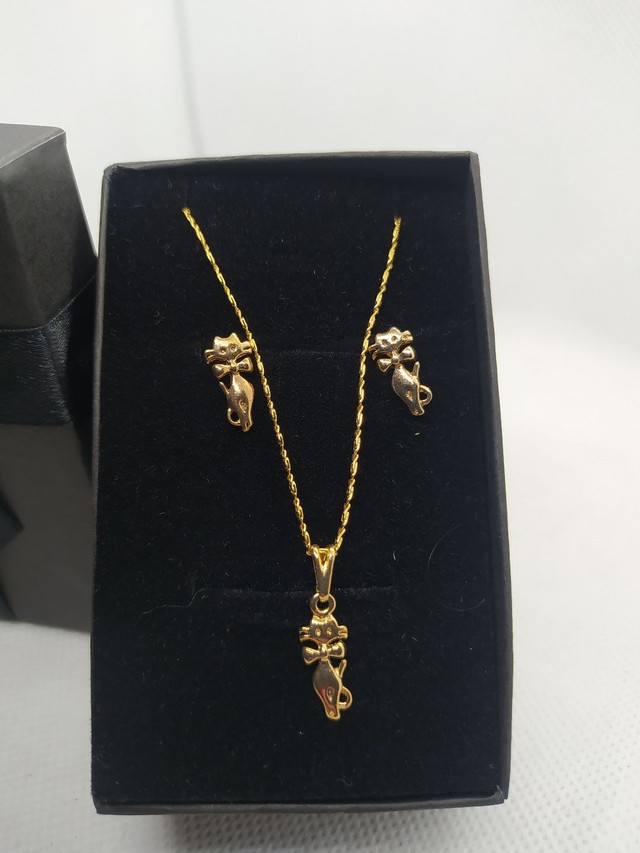 Brinco + Colar com Pingente banhado a ouro 18k - Foto 3