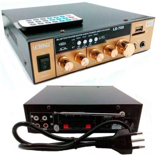 Amplificador Áudio Receiver Bluetooth Bivolt Usb Le-705 - Foto 2