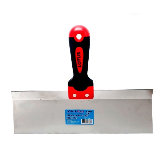Espátula Retangular de Aço Inox Cromada para Drywall 12'' - 305mm Lotus 8722