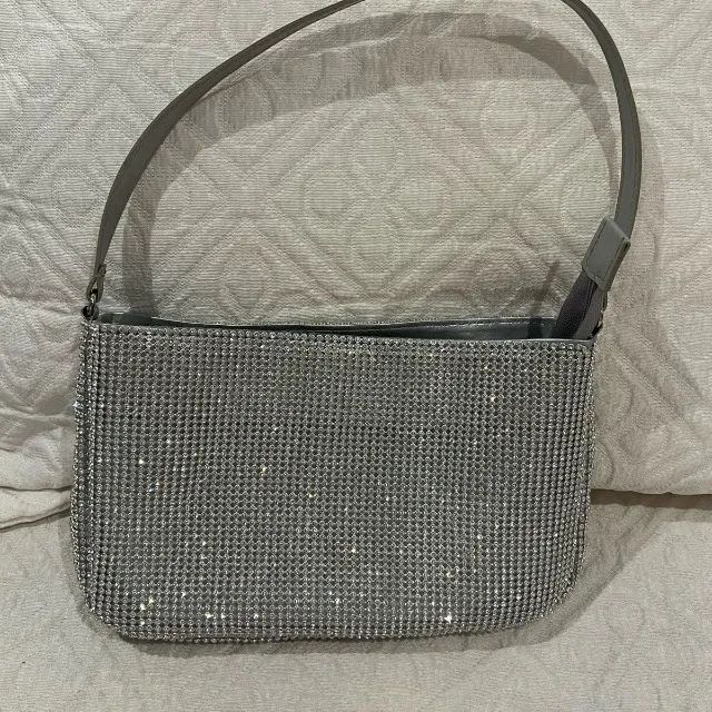 bolsa com brilhos prata