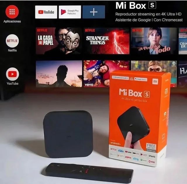Xiaomi Mi Box S controle de voz 4K 8GB preto com 2GB de memória RAM