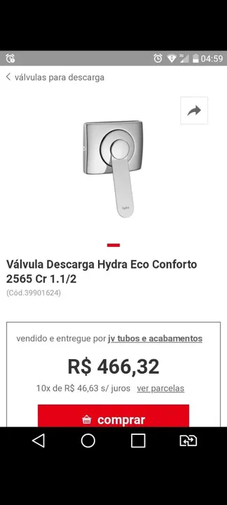 Válvula descarga Hydra Eco Conforto