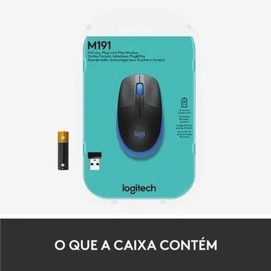 Mouse Sem Fio M190 Usb 1000 Dpi Preto/Azul - Logitech - Foto 4