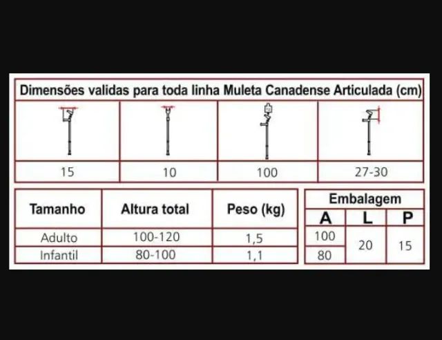 Muleta Canadense Articulada em Alumínio Jaguaribe - Foto 2