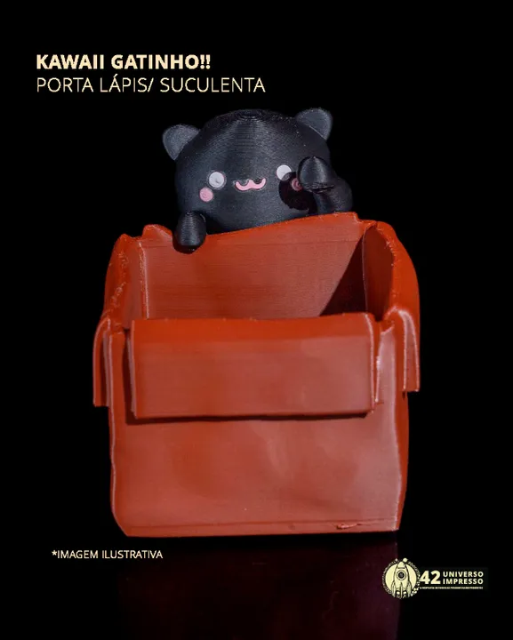 Caixa de Suculenta/ Porta Lápis Kawaii Gatinho!!