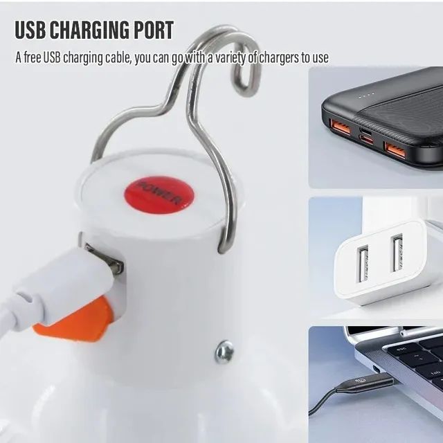 Lâmpada Portátil Recarregável USB Para Tendas de Feiras e Campings Luz Forte - Foto 2