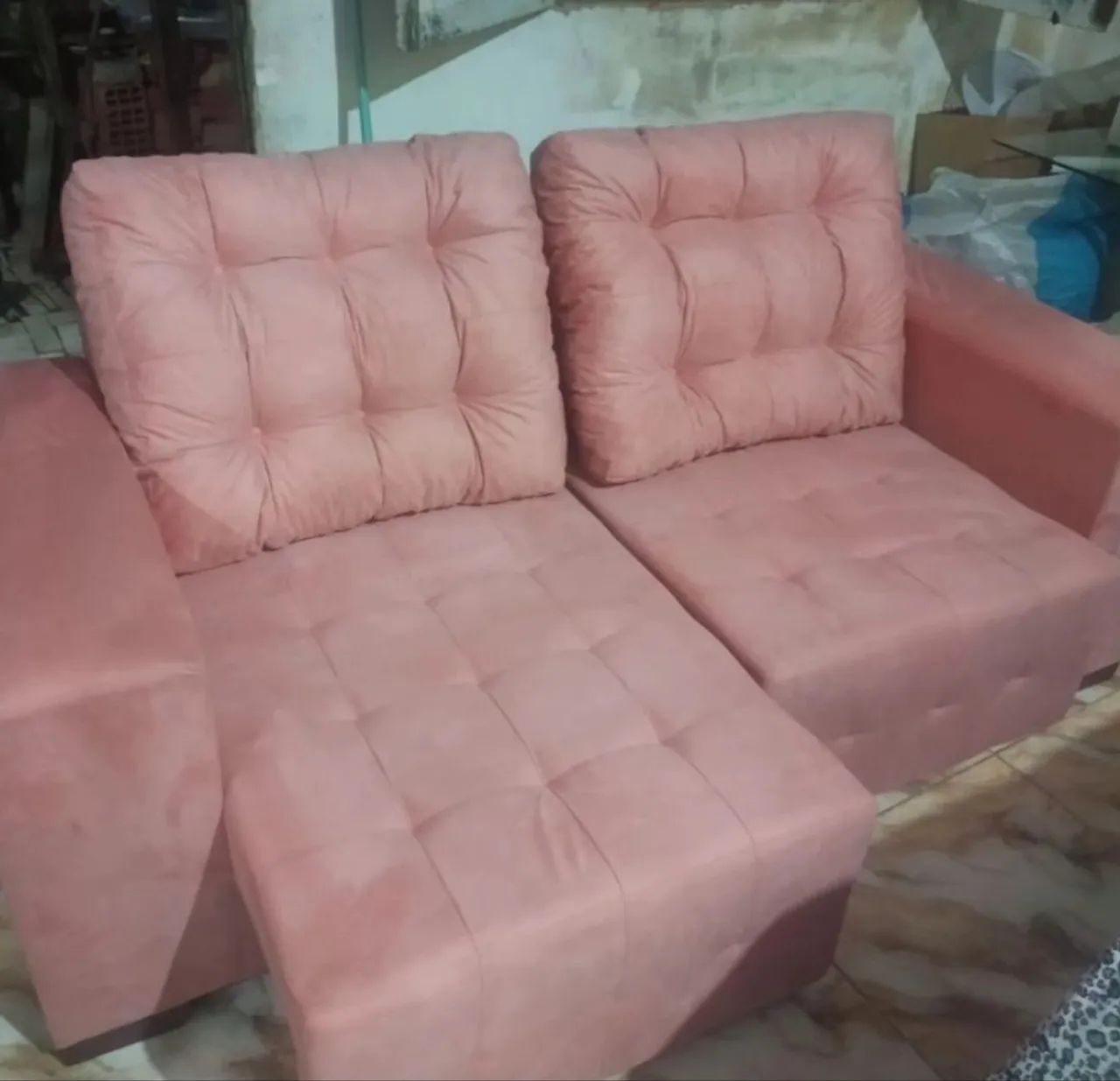 Sofá Retrátil de 3 Lugares Bege - Foto 5