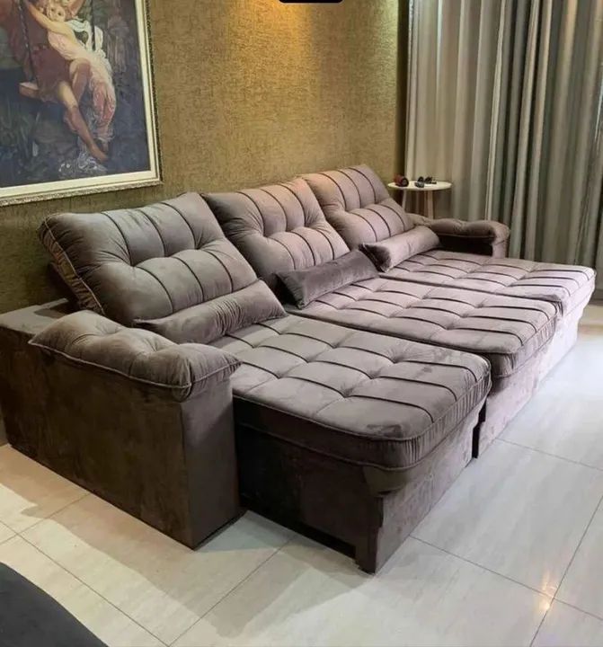 Sofá retrátil e reclinável 3.00 MT espuma d33  - Foto 4