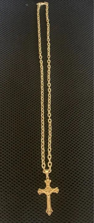 Corrente cordão cartier moeda antiga com pingente de crucifixo - Foto 5