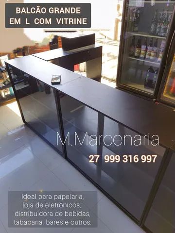 BALCÃO GRANDE EM L COM VITRINE LINDO E BARATO ( NOVO )