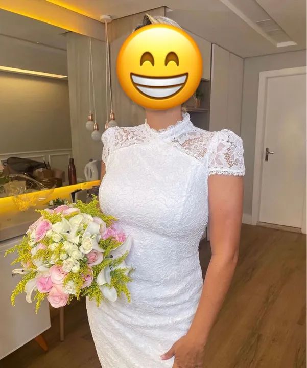 Vestido Mídi Branco em renda