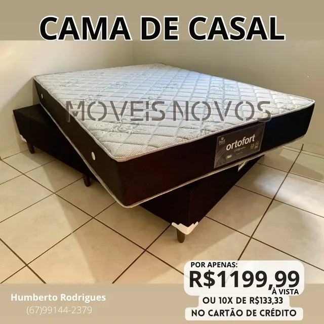 CAMA DE CASAL COM COLCHÃO ORTOPÉDICO