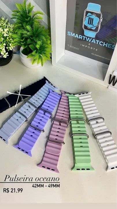 Pulseiras Oceano de Silicone Para Smartwatches 38mm-41mm e 42mm-49mm - Diversas Cores - Foto 6