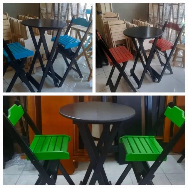 Banqueta alta para bar, sacada , bancada  de cozinha são  dobráveis de madeira - Foto 3