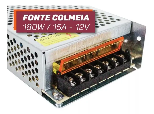 Fonte Chaveada 12v 15amp 180w Cftv Som FIta de Led Bivolt Tipo Colmeia - Loja Natan Abreu