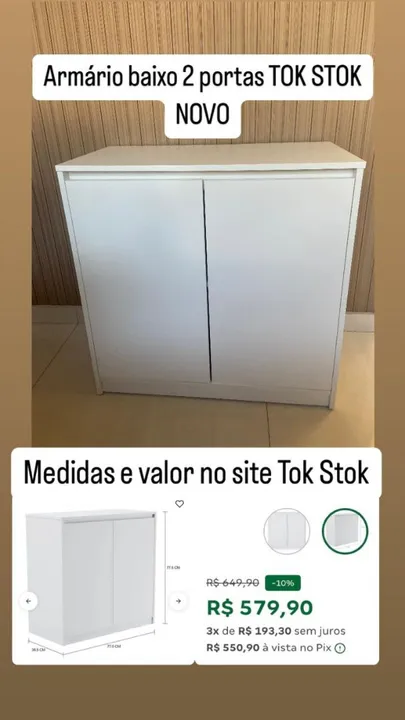 Armário Baixo 2 Portas Tok Stok Novo