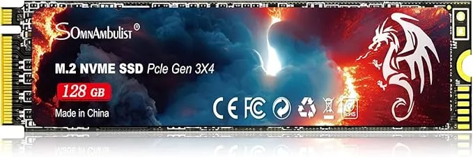 [Novo] M.2 SSD 128GB Somnambulist 2280 NVME Pcie 3.0 Gen 3x4 Interno Disco sólido