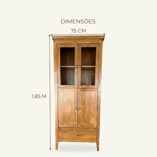 Cristaleira clássica madeira maciça peroba rosa  - Foto 2