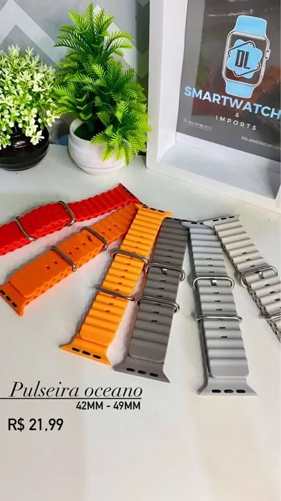 Pulseiras Oceano de Silicone Para Smartwatches 38mm-41mm e 42mm-49mm - Diversas Cores - Foto 4