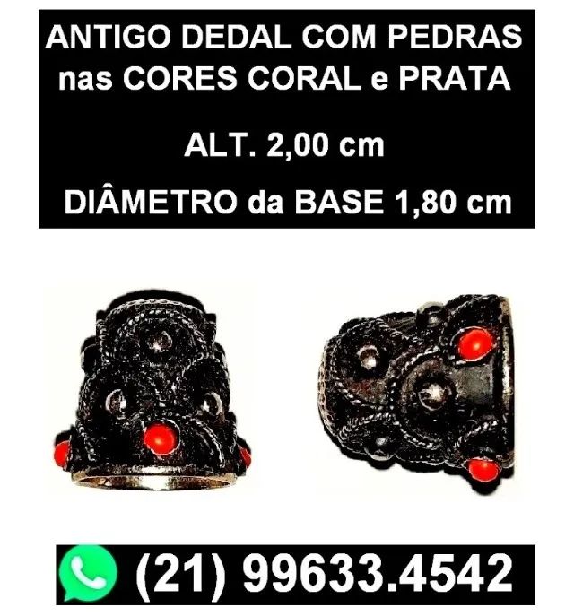 Dedal antigo com pedras coloridas - Perfeito - Foto 4