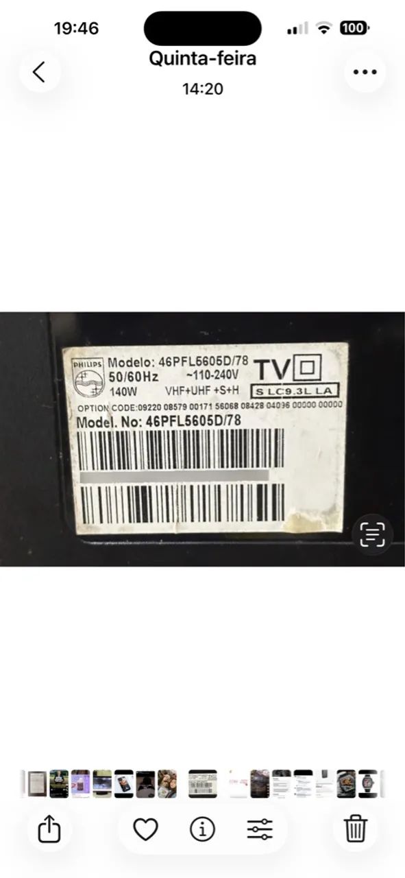 Botão Liga E Desliga Tv Philips 46 (46pfl5605d/78) - Foto 6