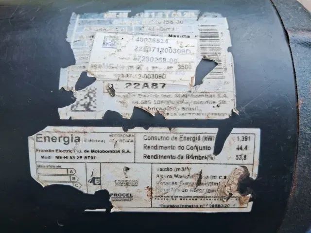 Bomba d'água Centrífuga Moto bomba Schneider 1,5CV 220/380V Mod ME-HI 53 2P RT97 - Foto 5