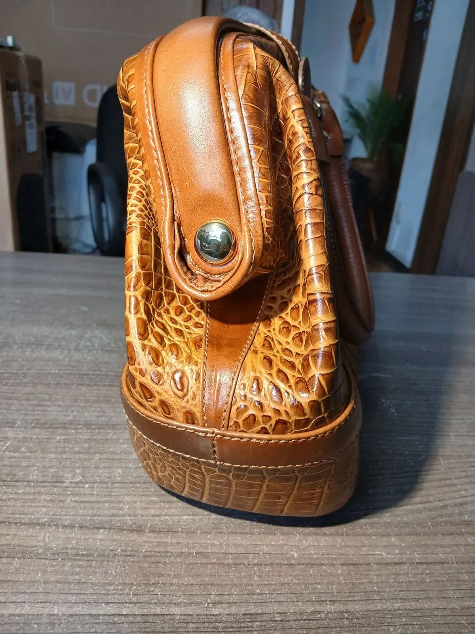Bolsa Couro Cor Amêndoa Grande - Foto 4