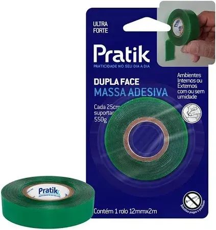 Fita Dupla Face Pratik Acrílica 12mmx2m Verde