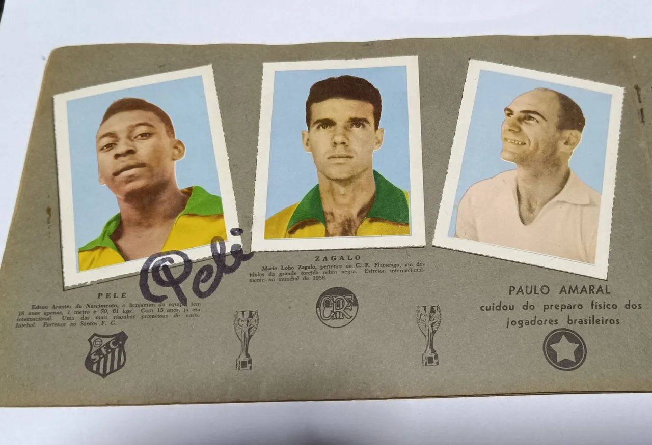 Álbum da seleção Brasileira de futebol Campeã Mundial de 1958, autografado pelo Pelé. - Foto 3