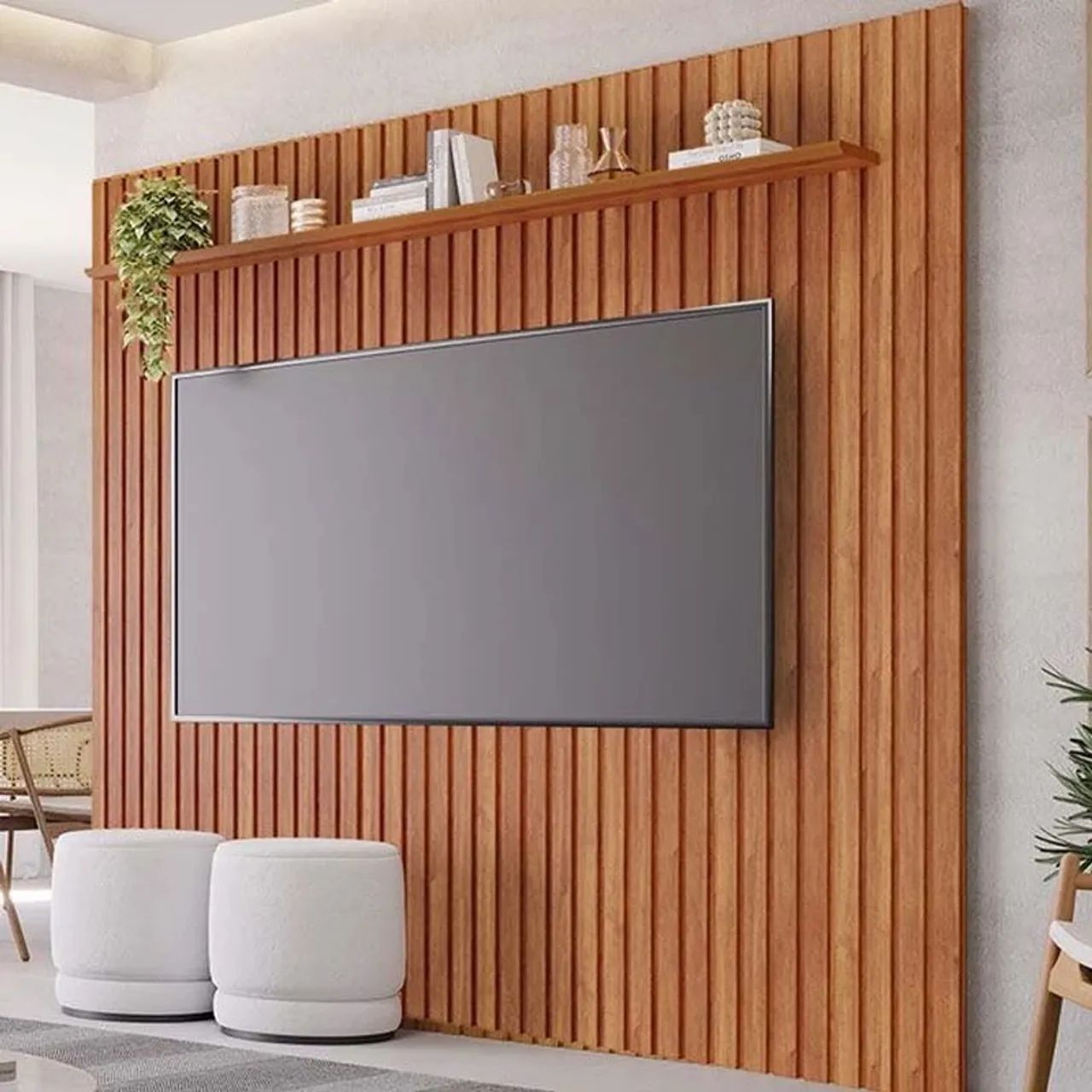 Painel Ripado 100% MDF Larg. 2.30m Cinamomo rf43