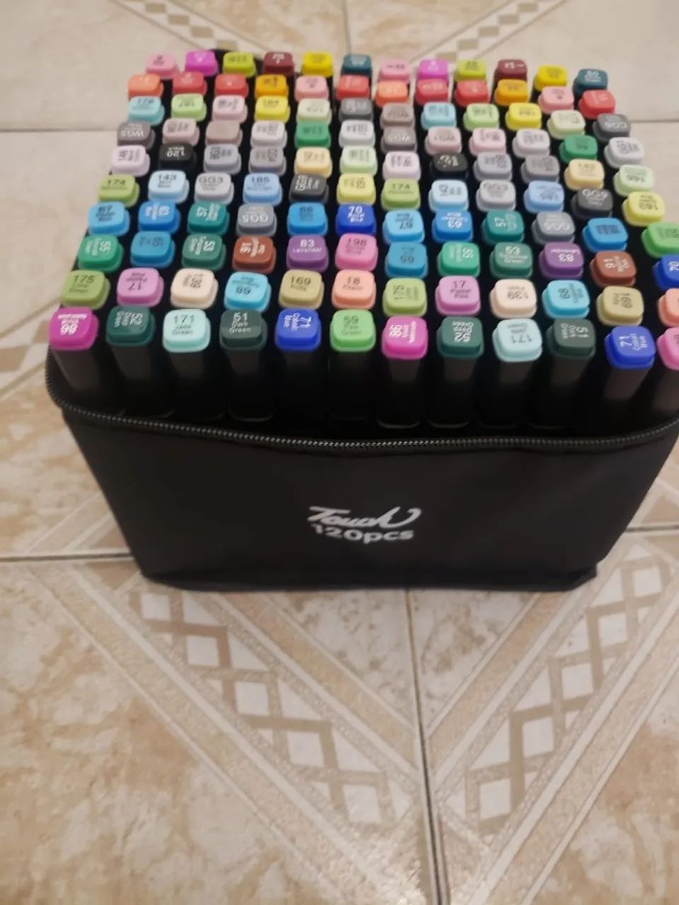 Kit 120 Canetas Marcador Permanente Colorida  Ponta Dupla com Bolsa - Foto 2