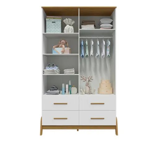 Guarda-Roupa 4 Portas Guti Retrô Branco Brilho/Amêndoa - PEROBA MÓVEIS - Foto 3
