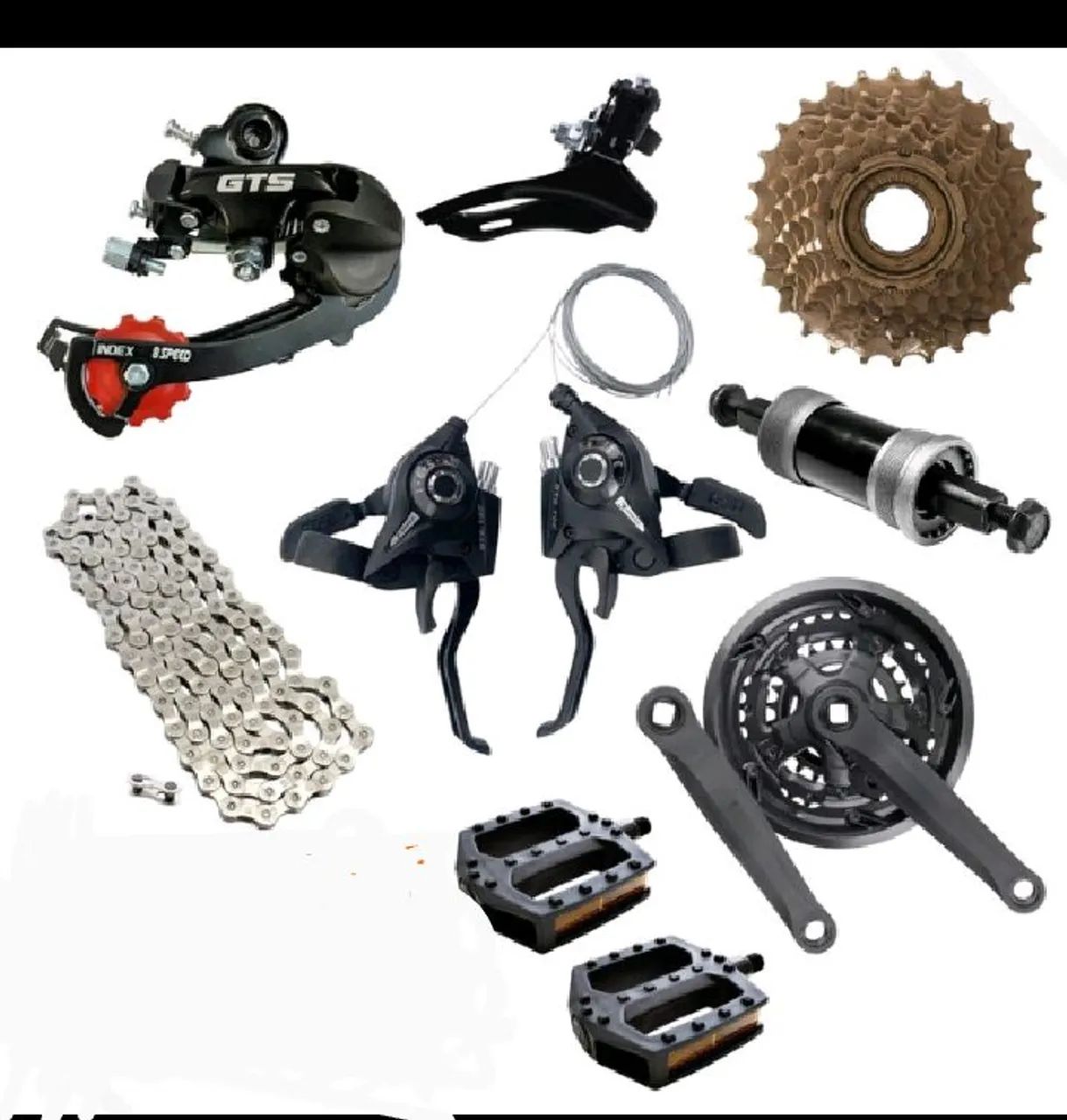 Kit Completo de Componentes para Bicicleta - 8 Velocidades