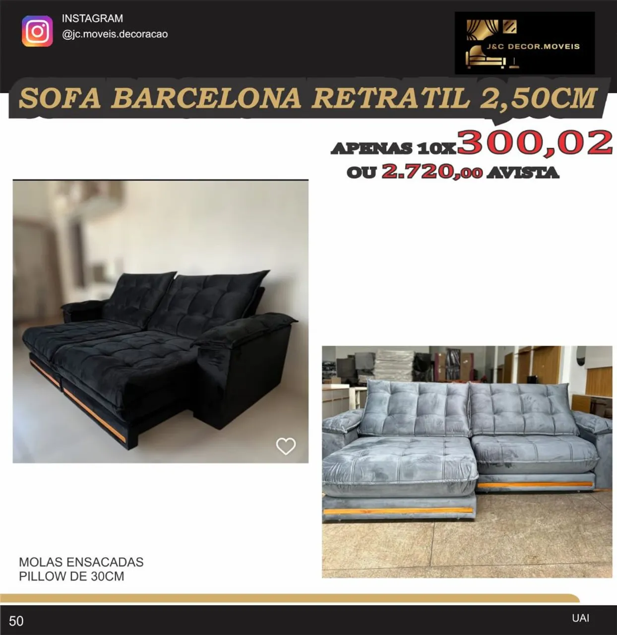 Sofá Retrátil Barcelona 2,50m - 10x de R$ 300,02!