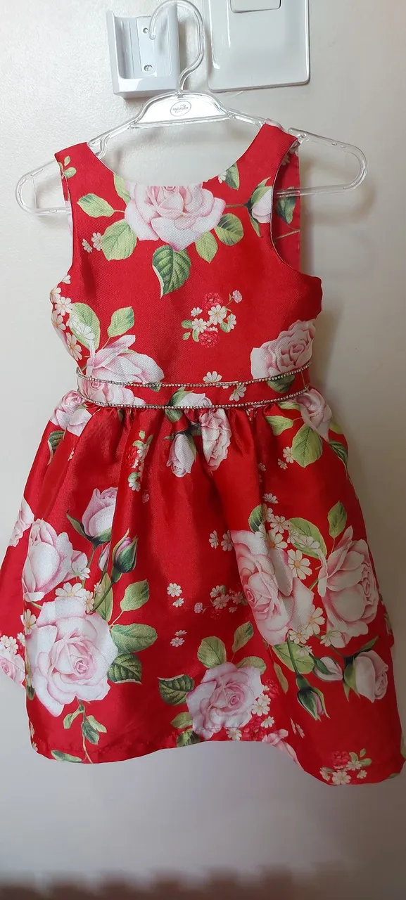 Vestido Infantil da Petit Cherie Floral Vermelho Tam. 1 ano