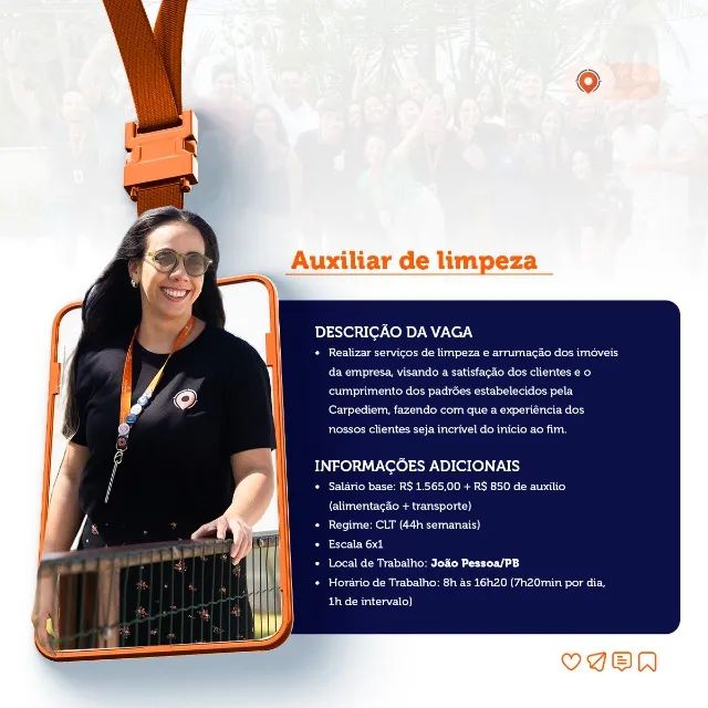 Vaga: Auxiliar de Limpeza - João Pessoa/PB