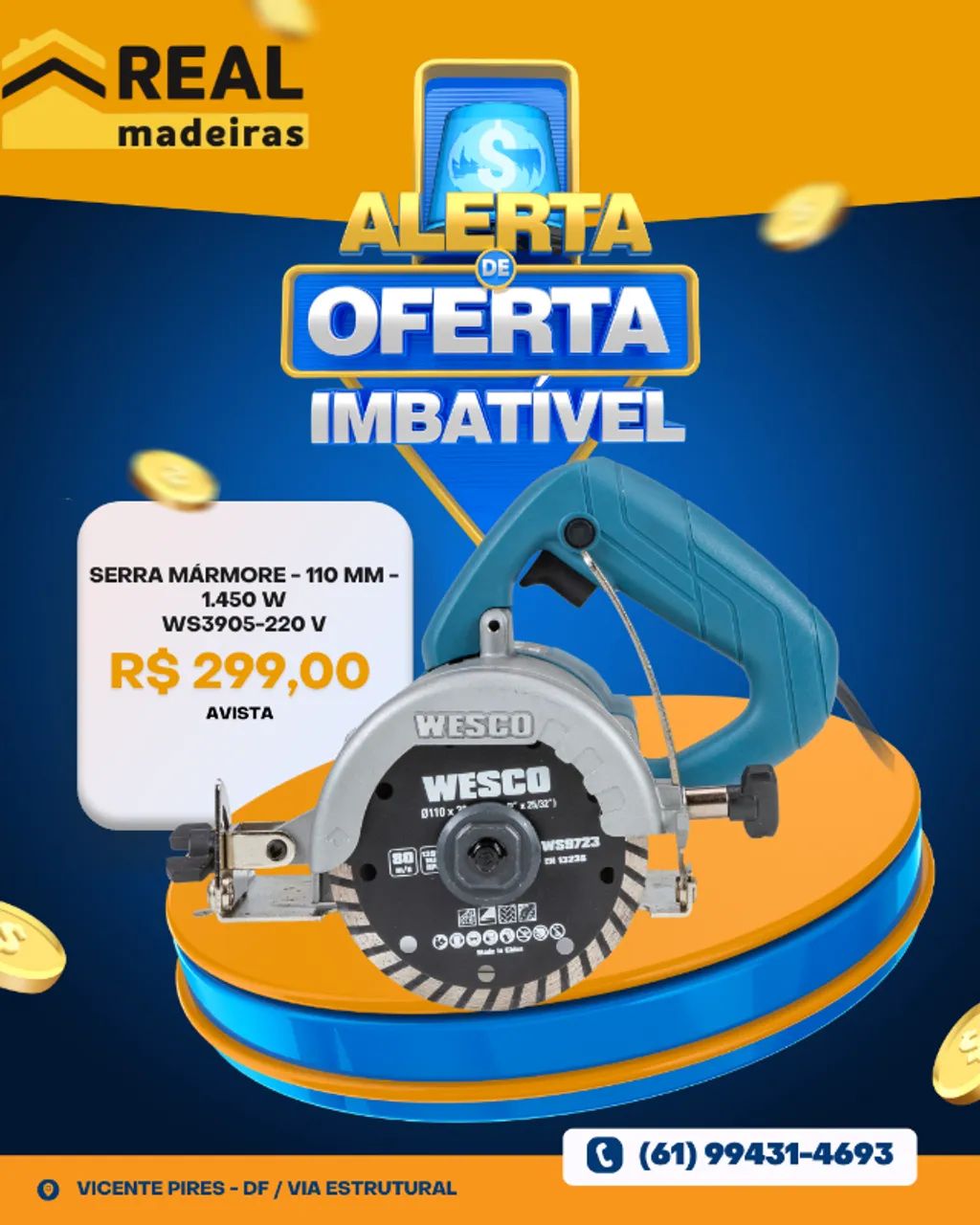 SERRA MÁRMORE WESCO 110mm 1.450W 220V